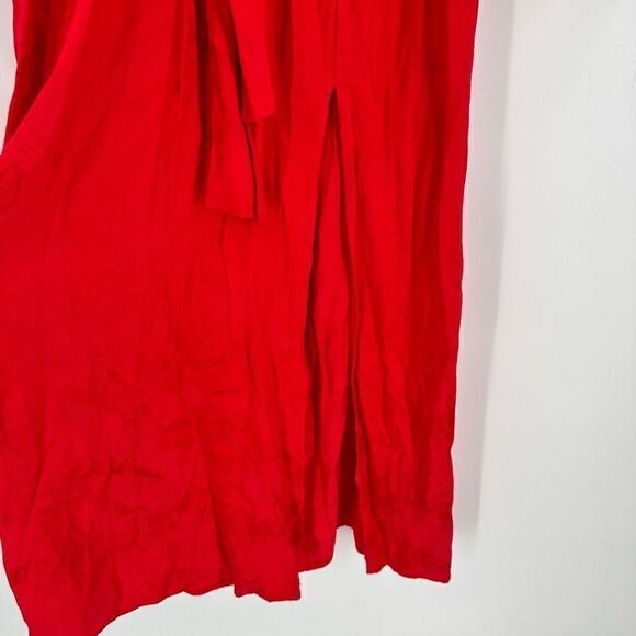 Top Shop Women's Snake Print Tie Front High Split Side Midi Dress Red Size‎ 8 - Picture 6 of 9